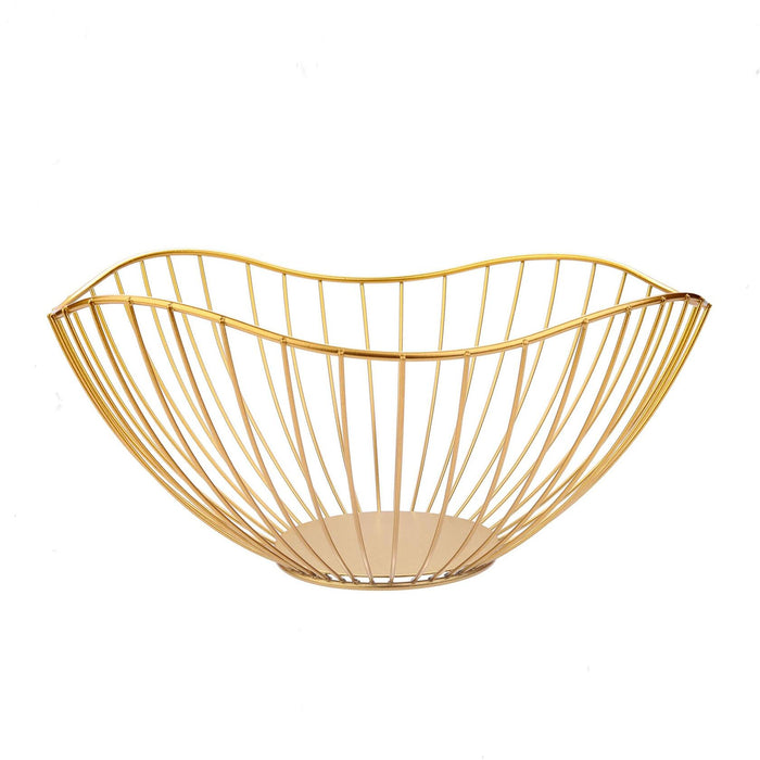 IBWell Metal Iron Wire Single Tier Dish Stand Basket Holder Gold by Deal US