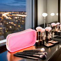 Nogsew Clear Waterproof Travel Makeup Bag Small Pink Zipper Organizer by Deal US