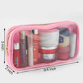 Nogsew Clear Waterproof Travel Makeup Bag Small Pink Zipper Organizer by Deal US