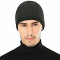 Winter Beanie Skull Cap Warm Knit Lined Outdoor Hat 4-Black&Grey - M Size by Deal US