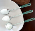 XIAOXGMALL Stainless Steel 3 Pc Serving Spoon Set White Slotted Ladle by Deal US