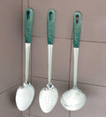 XIAOXGMALL Stainless Steel 3 Pc Serving Spoon Set White Slotted Ladle by Deal US