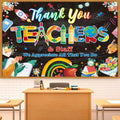 Thank You Teachers Backdrop 6x4FT Teacher Appreciation Banner Blue by Deal US