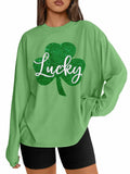 St Patrick's Day Women's Oversized Lucky Shamrock Long Sleeve T-Shirt Size XL by Deal US