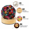 Nizrsky Rainbow Agate Lamp Healing Crystals Night Light Wooden Base by Deal US