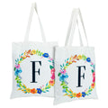 Okuna Outpost Canvas Tote Bags Set of 2 Monogram F Floral 29in by Deal US