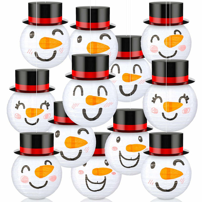 Riakrum 12 Pcs Winter Snowman Paper Lanterns Hanging Christmas Ornaments by Deal US