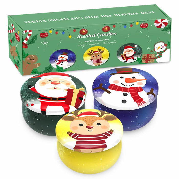 Christmas Scented Candle Set 3 Pack Soy Apple Cinnamon Cedar Vanilla 2.5oz by Deal US