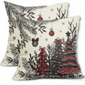 Black Red Christmas Tree Throw Pillow Covers 18x18 Set of 2 Xmas Decor by Deal US
