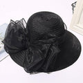 IZUS Lady Derby Straw Hat Organza Bowknot Women Church Cloche Hat by Deal US