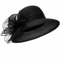 IZUS Lady Derby Straw Hat Organza Bowknot Women Church Cloche Hat by Deal US