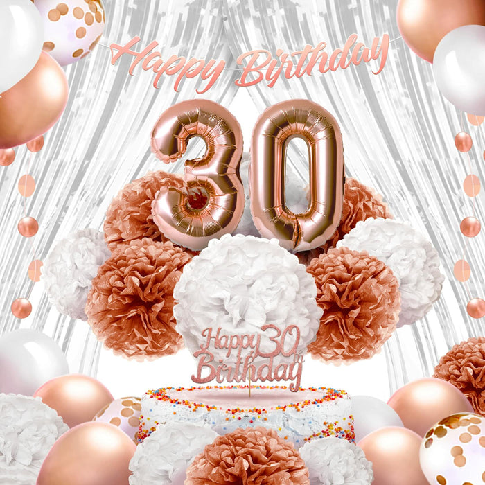 EpiqueOne 41-Piece Rose Gold 30th Birthday Party Decorations for Women by Deal US