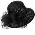 IZUS Lady Derby Straw Hat Organza Bowknot Women Church Cloche Hat by Deal US