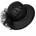 IZUS Lady Derby Straw Hat Organza Bowknot Women Church Cloche Hat by Deal US