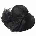 IZUS Lady Derby Straw Hat Organza Bowknot Women Church Cloche Hat by Deal US