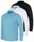 3 Pack Mens Dry Fit Long-Sleeve Polo Shirt Slim Athletic Set 9 Size S by Deal US