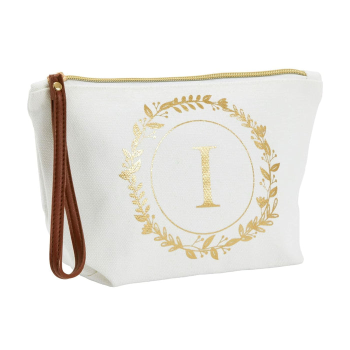 Glamlily Gold Initial I Personalized Makeup Bag White 10x3x6 In by Deal US