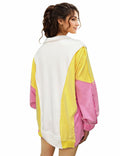Buxitt Colorblock Oversized V-Neck Sweatshirt Women Patchwork Pullover XL by Deal US