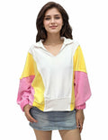 Buxitt Colorblock Oversized V-Neck Sweatshirt Women Patchwork Pullover XL by Deal US