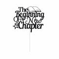 The Beginning of A New Chapter Cake Topper Black Glitter by Deal US