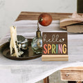 ANIANG Hello Spring Rustic Wood Plaque Sign with Stand Farmhouse Decor by Deal US
