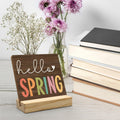 ANIANG Hello Spring Rustic Wood Plaque Sign with Stand Farmhouse Decor by Deal US