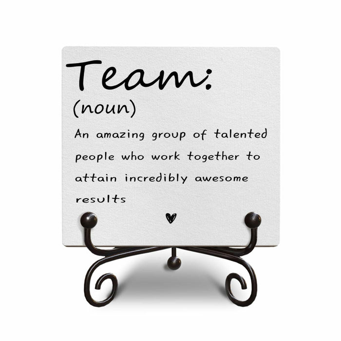 Motivational Team Noun Wooden Sign with Stand Rustic 5x5 Inches by Deal US