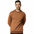 Men's Crewneck Sweatshirt Athletic Fleece Pullover Brown Size L by Deal US
