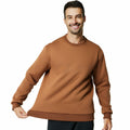 Men's Crewneck Sweatshirt Athletic Fleece Pullover Brown Size L by Deal US
