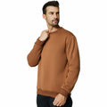 Men's Crewneck Sweatshirt Athletic Fleece Pullover Brown Size L by Deal US