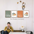 JWVK Hello Pumpkin Boho Fall Wall Art Prints Set of 4 8x10 Unframed by Deal US
