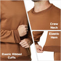 Men's Crewneck Sweatshirt Athletic Fleece Pullover Brown Size L by Deal US