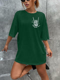 Halloween Oversize T-Shirt Women Spooky Graphic Ghost Tee Green Size M by Deal US