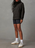 Dokotoo Women’s Oversized Quilted Half Zip Sweatshirt Black M Casual by Deal US