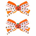 Halloween Pumpkin Hair Bows Clips Orange Dual-Layered Grosgrain Ribbon by Deal US