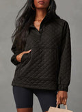 Dokotoo Women’s Oversized Quilted Half Zip Sweatshirt Black M Casual by Deal US