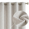 2pc Jinchan Faux Linen Burlap Curtains 63" Heathered Gray Grommet Panels by Deal US