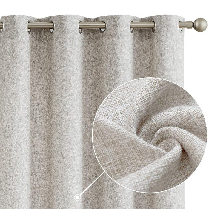 2pc Jinchan Faux Linen Burlap Curtains 63" Heathered Gray Grommet Panels by Deal US