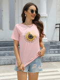 EADINVE Women's Sunflower Graphic Crew Neck Cotton Summer Tee Size L by Deal US