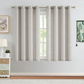 2pc Jinchan Faux Linen Burlap Curtains 63" Heathered Gray Grommet Panels by Deal US