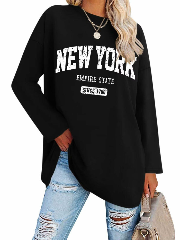 ORANDESIGNE Women Graphic Long Sleeve Tee Los Angeles Blue Size XXL by Deal US