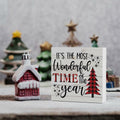 Merry Christmas Reindeer Tree Wood Box Sign Farmhouse Decor 5x5 Inches by Deal US