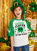 St. Patrick's Day Kids Clover T-Shirt Green White Raglan Top 4T Crewneck by Deal US