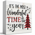 Merry Christmas Reindeer Tree Wood Box Sign Farmhouse Decor 5x5 Inches by Deal US