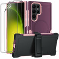 THMEIRA Samsung Galaxy S23 Ultra Case 2 Pack Belt Clip Screen Protector Purple by Deal US
