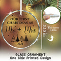 Engagement Ornament 2024 Glass Keepsake Gift for Couple Bride Her White Xmas by Deal US