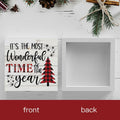 Merry Christmas Reindeer Tree Wood Box Sign Farmhouse Decor 5x5 Inches by Deal US