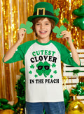 St. Patrick's Day Kids Clover T-Shirt Green White Raglan Top 4T Crewneck by Deal US