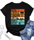 Earth Day Shirts Women Save Planet Bee Graphic T-Shirt Black Size S by Deal US