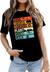 Earth Day Shirts Women Save Planet Bee Graphic T-Shirt Black Size S